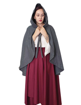 ANITA Grey Wool Riding Cape – Medieval Viking Woolen Cloak with Hood